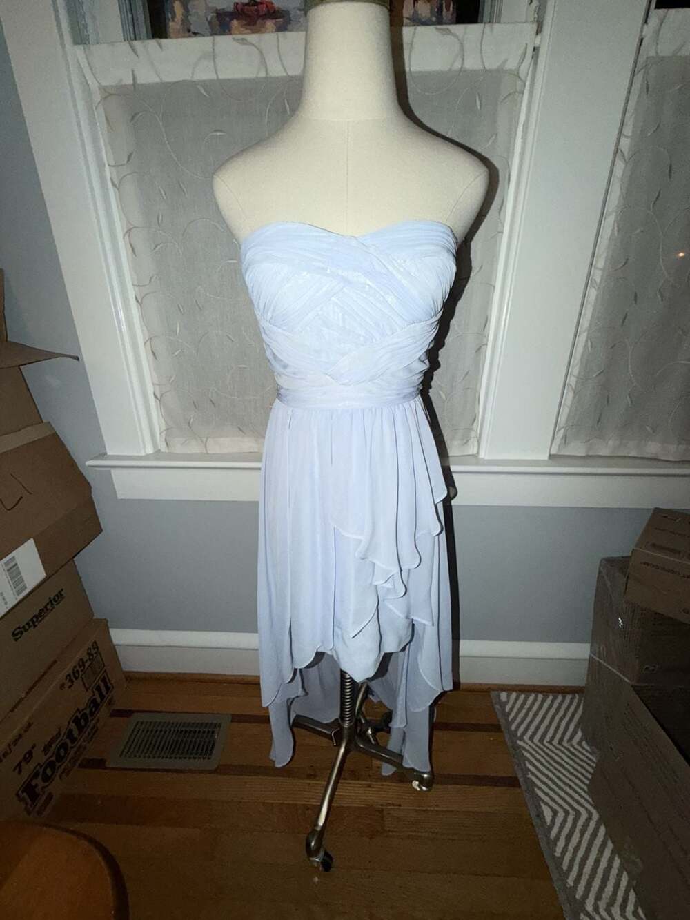 Aidan Mattox Light Blue Strapless High-Low Chiffon Mini Dress Size 2